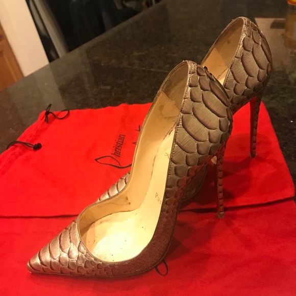 Authentic Christian Louboutin Gold Python - Picture 2 of 5